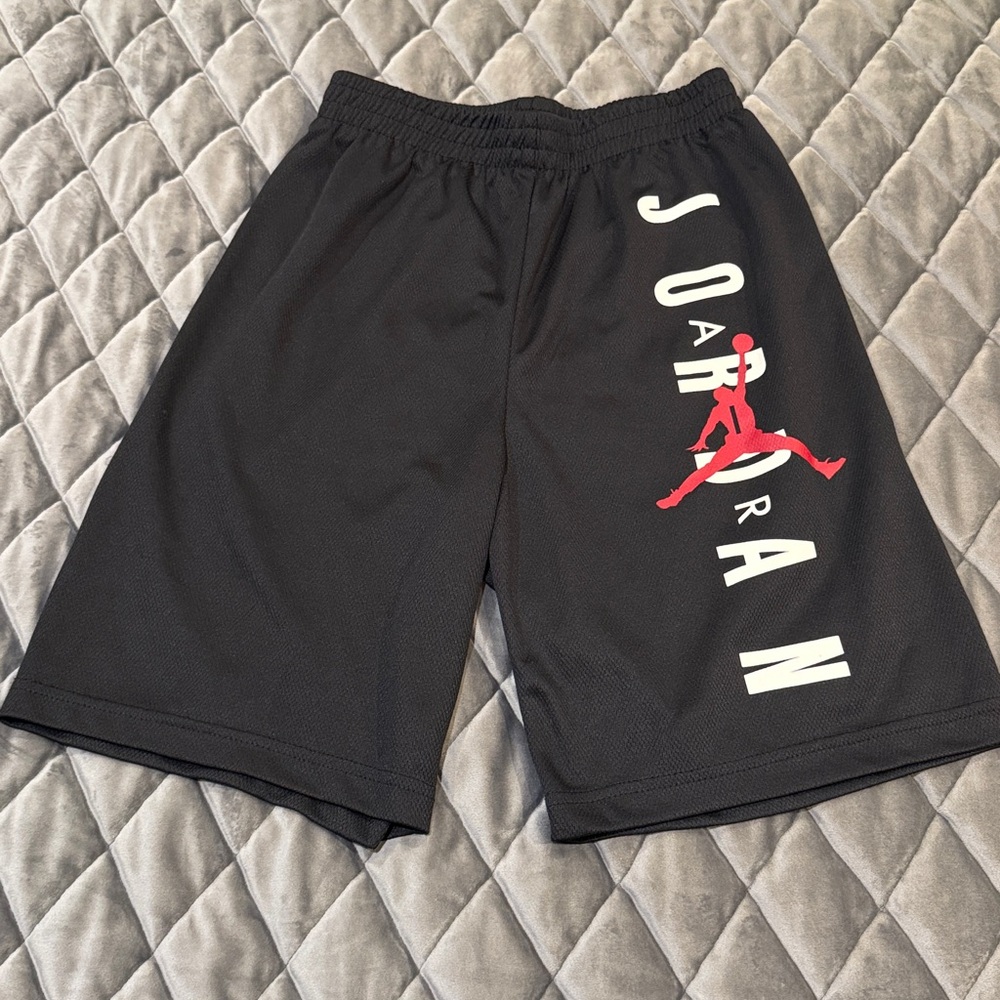 Boys SZ L Jordan Black Shorts with Red and White Accents
